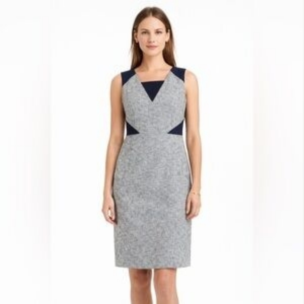 10P J. Crew Petites Navy Lace Eyelet Trim Sheath Dress